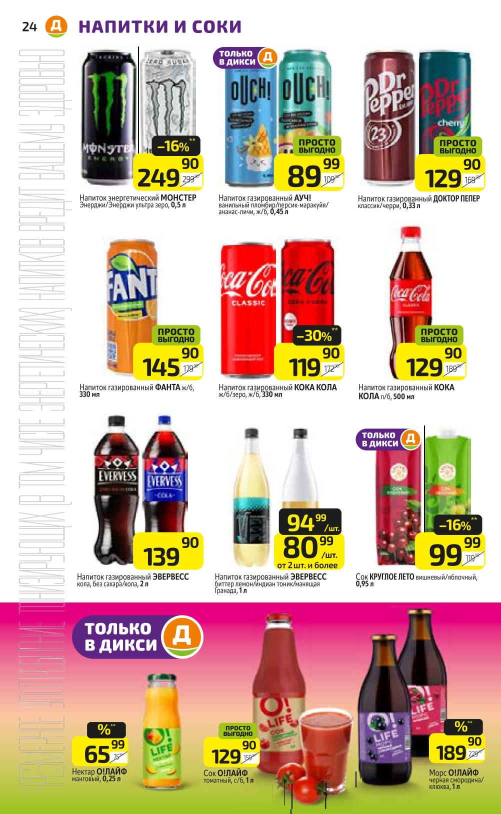 Ассортимент напитков и соков по акции этой недели